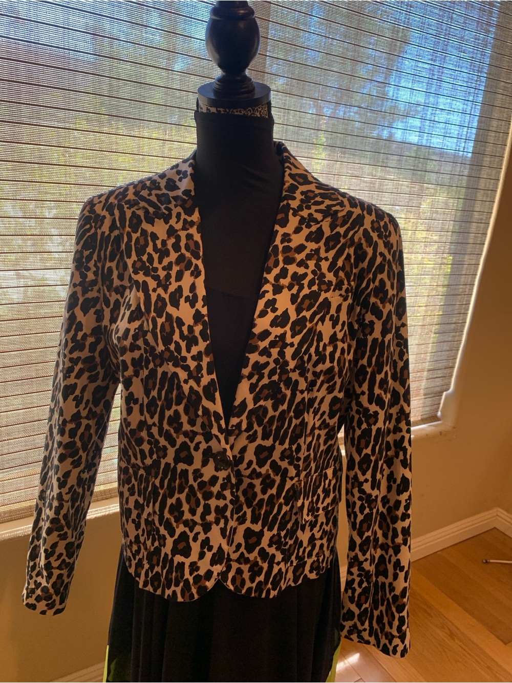Sharagano Leopard-Print Blazer in Cream, Black and Brown